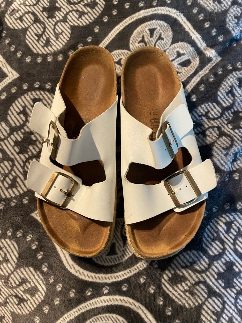Women’s White Double-Buckle Slide Sandals